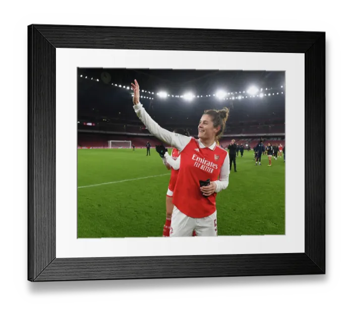 Framed Print : Arsenal Women's Historic UEFA Champions League Victory: Jennifer Beattie's Emotional Celebration at Emirates Stadium Framed Print : Arsenal Women's Historic UEFA Champions League Victory: Jennifer Beattie's Emotional Celebration at Emirates Stadium