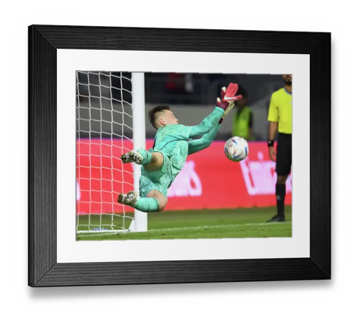 Framed Print : Arsenal's Karl Hein Saves Penalty in Thrilling Dubai Super Cup Shootout vs. Olympique Lyonnais Framed Print : Arsenal's Karl Hein Saves Penalty in Thrilling Dubai Super Cup Shootout vs. Olympique Lyonnais