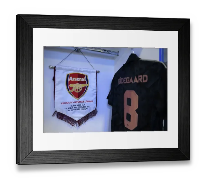 Framed Print : Arsenal FC: Captain Odegaard's Pre-Match Rituals before Dubai Super Cup Match vs Olympique Lyonnais