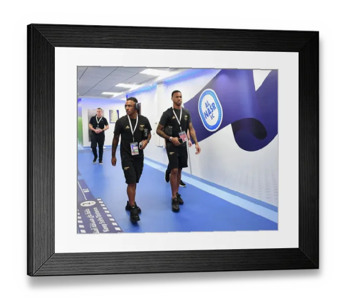 Framed Print : Arsenal Rivals Marquinhos and Gabriel Square Off Before Dubai Super Cup Clash (2022-23) Framed Print : Arsenal Rivals Marquinhos and Gabriel Square Off Before Dubai Super Cup Clash (2022-23)