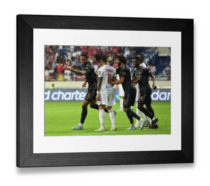Framed Print : Arsenal's Gabriel Scores First Goal in 2022-23 Dubai Super Cup Win Against Olympique Lyonnais