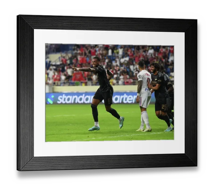 Framed Print : Gabriel Scores First Goal for Arsenal in Dubai Super Cup Victory over Olympique Lyonnais Framed Print : Gabriel Scores First Goal for Arsenal in Dubai Super Cup Victory over Olympique Lyonnais