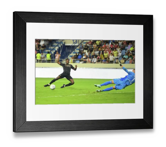 Framed Print : Arsenal's Eddie Nketiah Scores in Dubai Super Cup Win Against Olympique Lyonnais