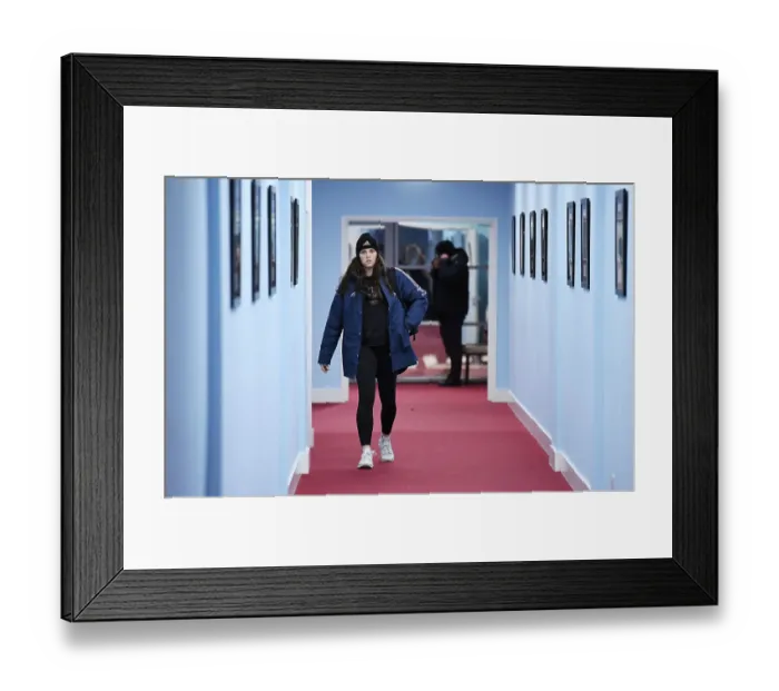 Framed Print : Arsenal Women's Squad Arrives at Villa Park Ahead of Aston Villa Clash (Aston Villa Women vs Arsenal Women, Barclays FA WSL 2022-23)