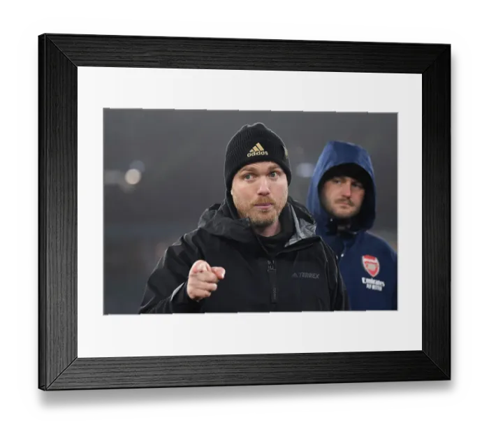 Framed Print : Jonas Eidevall, Arsenal Women's Coach, Post-Match Reaction at Aston Villa