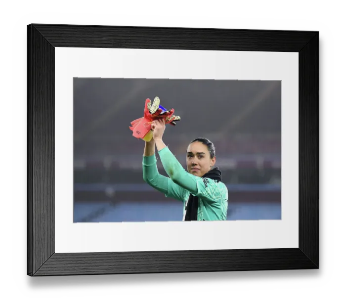 Framed Print : Arsenal's Manuela Zinsberger Reacts After Aston Villa vs Arsenal (2022-23 Women's Super League)