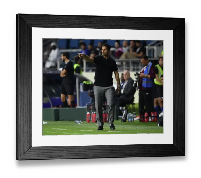 Framed Print : Mikel Arteta Faces Off Against AC Milan in the 2022-23 Dubai Super Cup