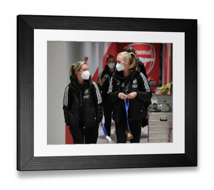 Framed Print : Arsenal FC: Kim Little's Unwavering Focus and Determination in the Changing Room Before Arsenal vs. Olympique Lyonnais, UEFA Women's Champions League, 2022-23