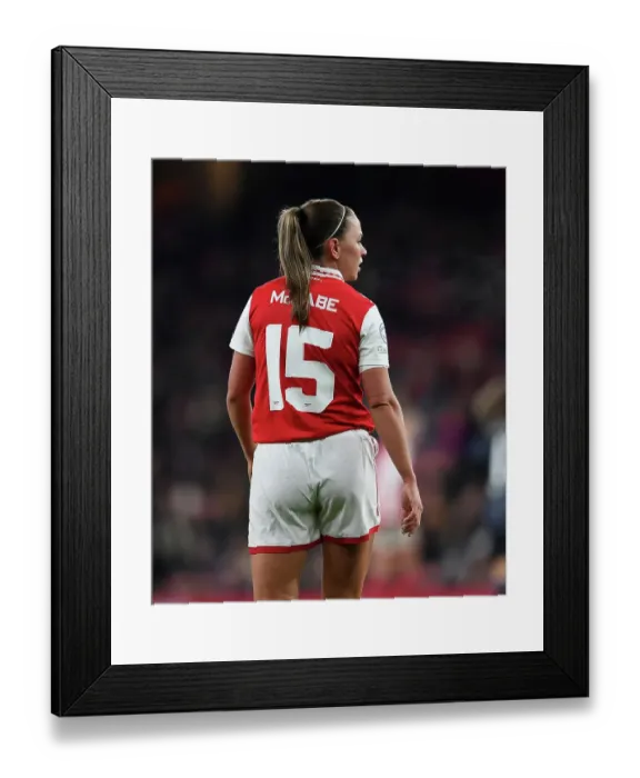 Framed Print : Arsenal FC: Kim Little's Intense Focus in the Changing Room Before Arsenal vs Olympique Lyonnais, UEFA Women's Champions League (2022-23)