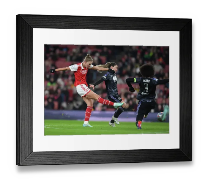 Framed Print : Arsenal FC: Kim Little's Champions League Shirt Before Clash with Olympique Lyonnais (December 2022)