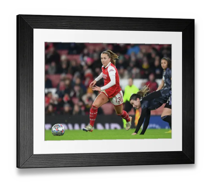 Framed Print : Arsenal FC: Kim Little's Showdown Shirt Against Olympique Lyonnais in Champions League (December 2022)