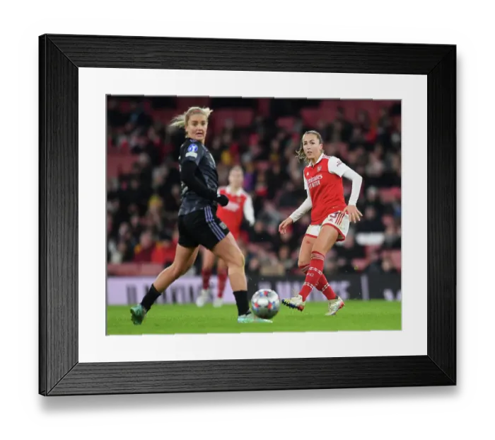 Framed Print : Focus and Determination: Kim Little's Pre-Game Ritual in Arsenal FC's Changing Room before Arsenal vs. Olympique Lyonnais, UEFA Women's Champions League, 2022-23