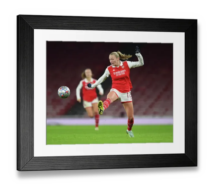 Framed Print : Arsenal FC: Kim Little's Champions League Shirt Before Showdown Against Olympique Lyonnais (December 2022)