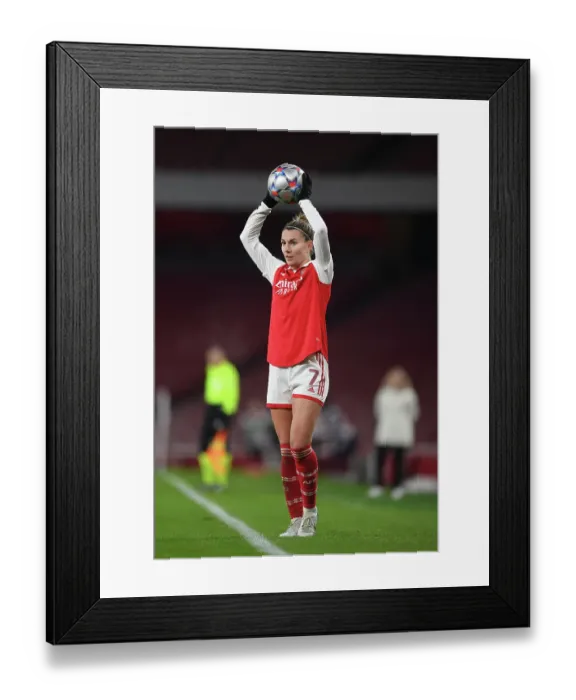Framed Print : Arsenal FC: Kim Little's Unwavering Focus in the Changing Room Before Arsenal vs. Olympique Lyonnais, UEFA Women's Champions League (2022-23)