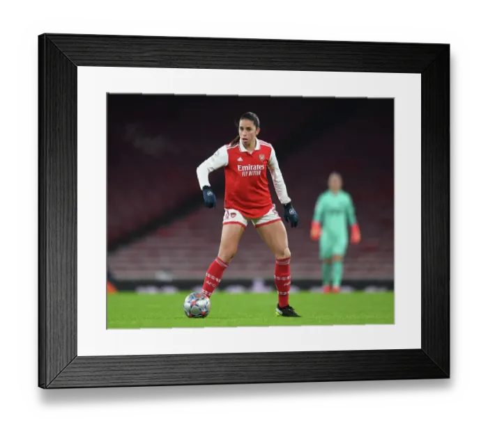 Framed Print : Focus and Determination: Kim Little's Pre-Game Ritual in Arsenal FC's Changing Room before Arsenal vs. Olympique Lyonnais, UEFA Women's Champions League, 2022-23