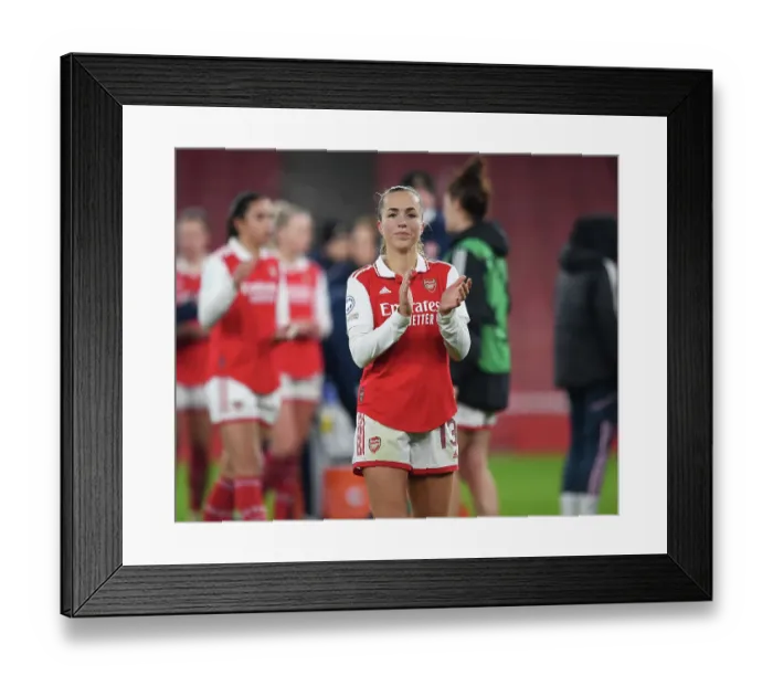 Framed Print : Arsenal FC: Kim Little's Unwavering Focus and Determination in the Changing Room Before Arsenal Women vs Olympique Lyonnais, UEFA Women's Champions League (2022-23)