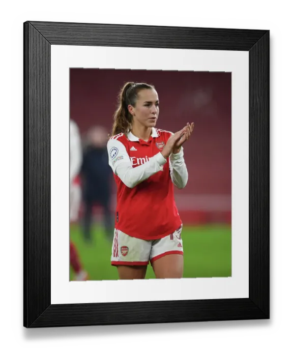 Framed Print : Focus and Determination: Kim Little's Pre-Match Ritual with Arsenal FC in the Changing Room before Arsenal vs. Olympique Lyonnais, UEFA Women's Champions League, 2022-23
