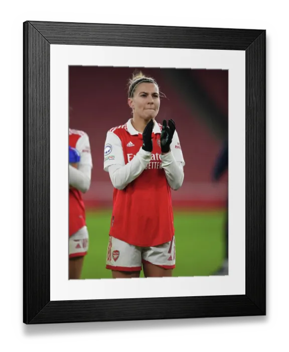 Framed Print : Arsenal FC: Kim Little's Focus and Determination Before Arsenal Women vs Olympique Lyonnais - UEFA Women's Champions League (2022-23)