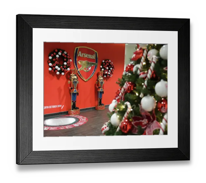 Framed Print : Arsenal vs Juventus: Emirates Stadium Transformed by Christmas Decorations Framed Print : Arsenal vs Juventus: Emirates Stadium Transformed by Christmas Decorations