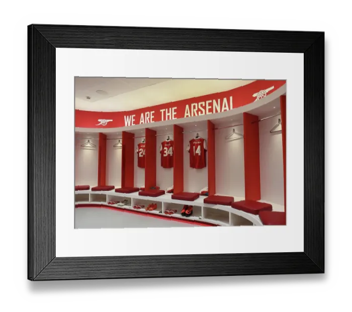 Framed Print : Arsenal Changing Room: Nelson, Xhaka, Nketiah Prepare for Arsenal vs Juventus (2022-23)
