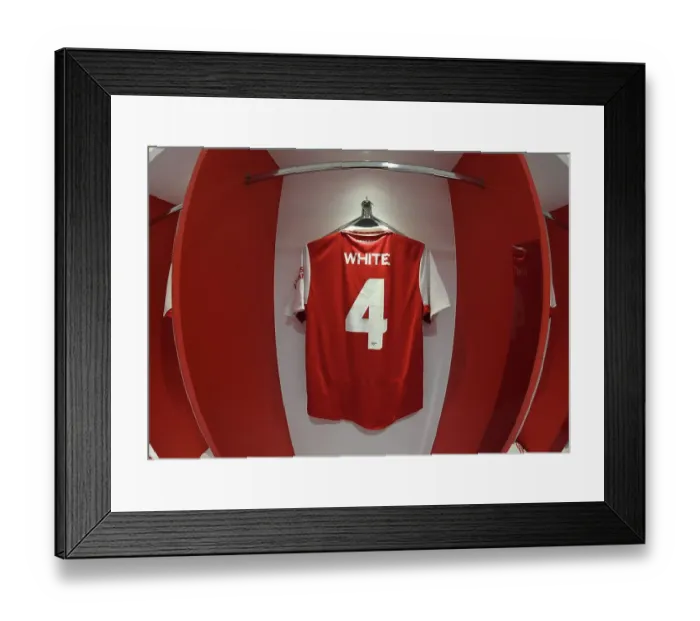Framed Print : Arsenal vs Juventus: Ben White's Emirates Stadium Changing Room - Pre-Match Scene (2022-23)