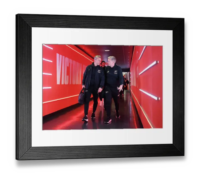Framed Print : Arsenal Coaches Prepare for Arsenal v Juventus Friendly at Emirates Stadium