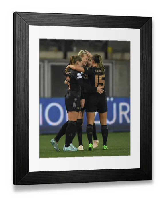 Framed Print : Arsenal Women Crush FC Zurich in Champions League: Stina Blackstenius Scores Sixth Goal