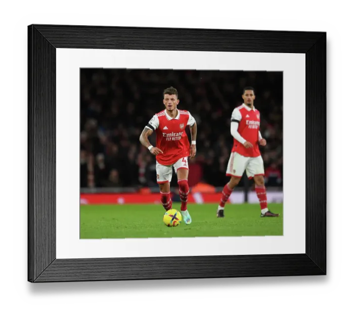 Framed Print : Arsenal's Ben White Faces Off Against West Ham in Premier League Clash (2022-23)