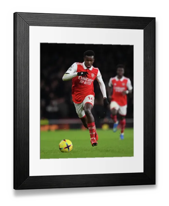 Framed Print : Arsenal's Eddie Nketiah Shines in Holiday Showdown Against West Ham United Framed Print : Arsenal's Eddie Nketiah Shines in Holiday Showdown Against West Ham United