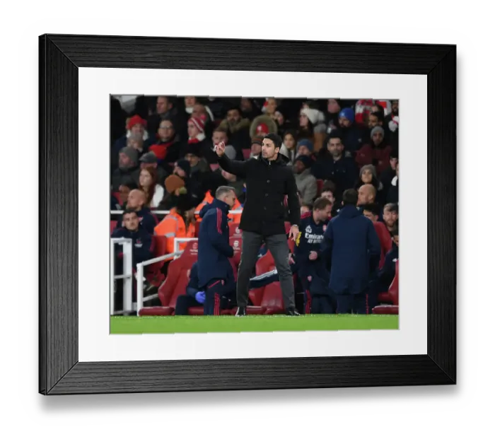 Framed Print : Arsenal's Mikel Arteta Leads Team Against West Ham United in Premier League Clash (December 2022)