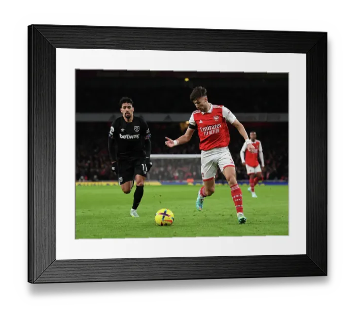 Framed Print : Arsenal's Kieran Tierney in Action against West Ham United - Premier League 2022-23