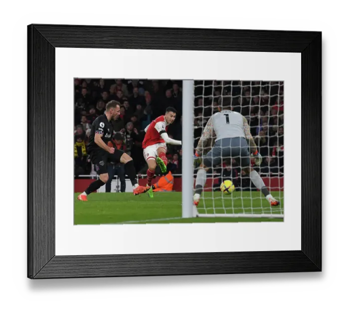 Framed Print : Martinelli Scores Arsenal's Second Goal Against West Ham in 2022-23 Premier League