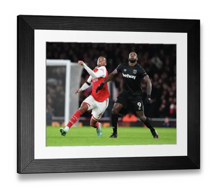 Framed Print : Arsenal vs. West Ham: Gabriel vs. Antonio - Premier League Clash at Emirates Stadium (December 2022)