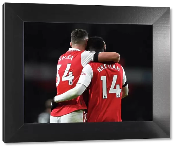 Arsenal's Eddie Nketiah and Granit Xhaka Celebrate Goals Against West Ham in 2022-23 Premier League