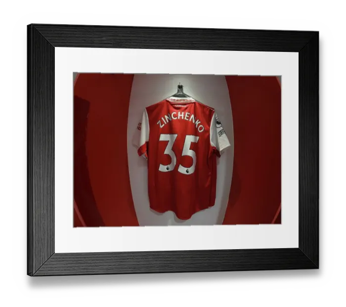 Framed Print : Arsenal FC: Pre-Match Room - Zinchenko's Shirt Hangs Awaiting West Ham Clash (2022-23) Framed Print : Arsenal FC: Pre-Match Room - Zinchenko's Shirt Hangs Awaiting West Ham Clash (2022-23)
