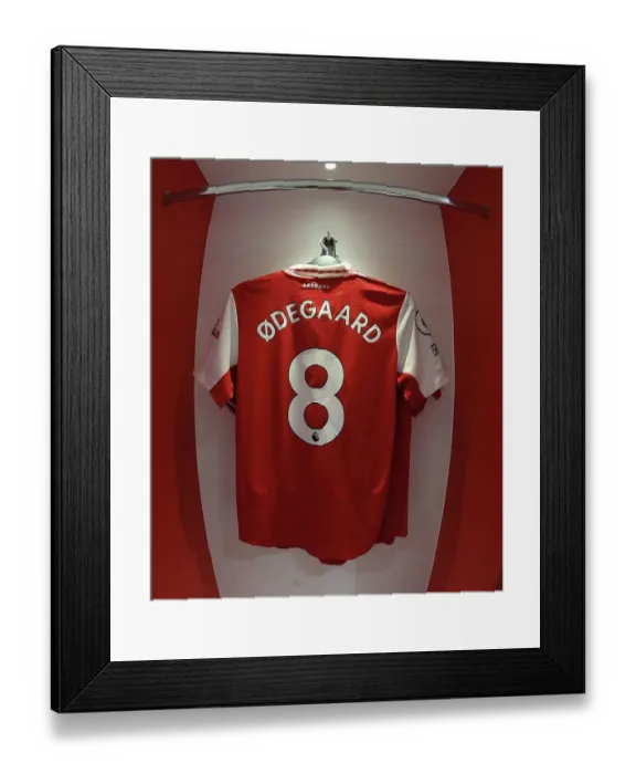 Framed Print : Arsenal FC: Eddie Nketiah's Match-Ready Shirt in Emirates Changing Room (2022-23) Framed Print : Arsenal FC: Eddie Nketiah's Match-Ready Shirt in Emirates Changing Room (2022-23)