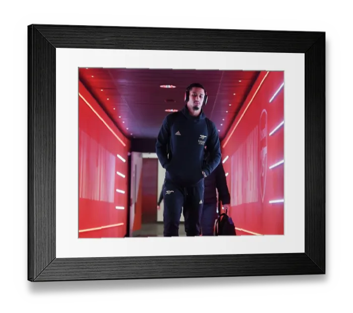 Framed Print : Arsenal's William Saliba Braces for Arsenal v West Ham Clash (2022-23)