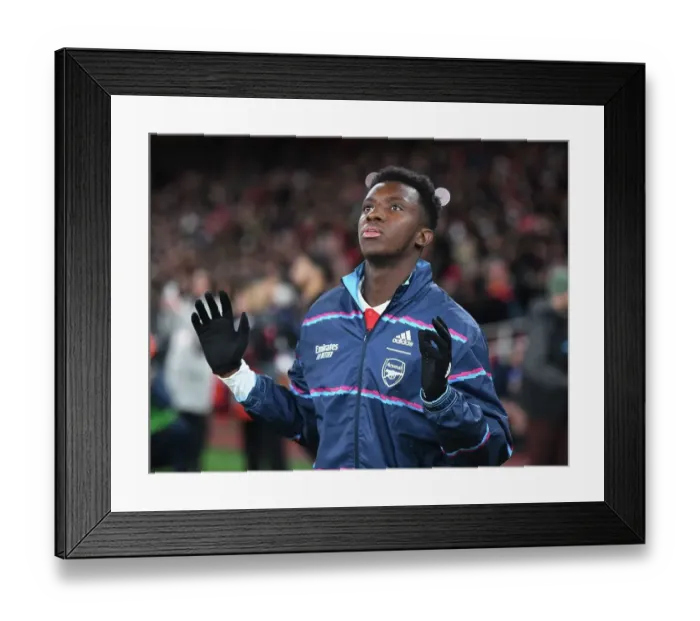 Framed Print : Arsenal's Eddie Nketiah Readies for Arsenal vs. West Ham Showdown in 2022-23 Premier League