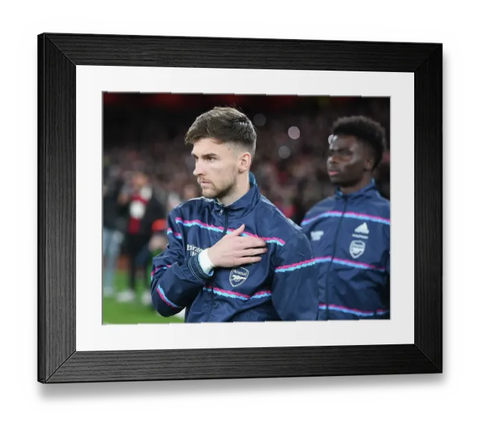 Framed Print : Arsenal's Kieran Tierney Gears Up for Arsenal vs. West Ham United (2022-23) Framed Print : Arsenal's Kieran Tierney Gears Up for Arsenal vs. West Ham United (2022-23)