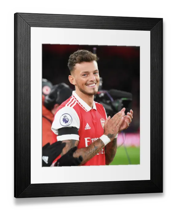 Framed Print : Arsenal's Ben White Readies for Arsenal vs. West Ham United Showdown (2022-23) Framed Print : Arsenal's Ben White Readies for Arsenal vs. West Ham United Showdown (2022-23)