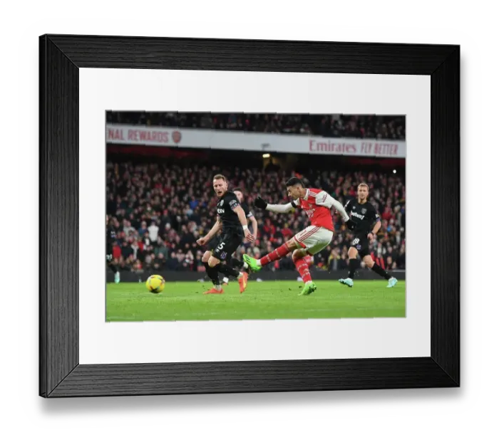 Framed Print : Martinelli Scores the Second: Arsenal vs. West Ham United, Premier League 2022-23