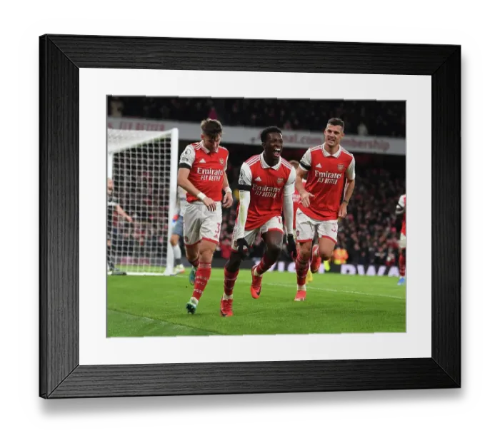 Framed Print : Eddie Nketiah Scores His Second Goal: Arsenal's Victory over West Ham United in the 2022-23 Premier League