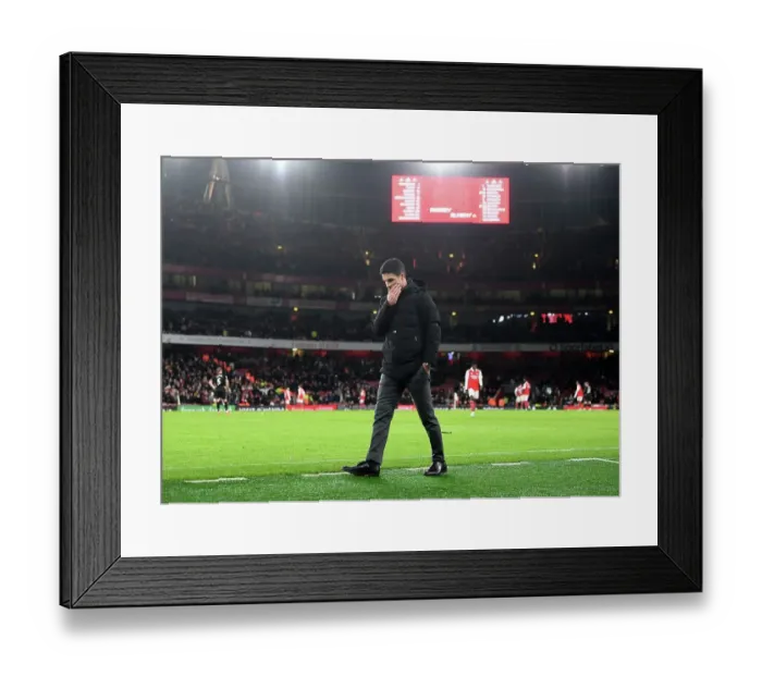 Framed Print : Mikel Arteta Leads Arsenal in Premier League Clash Against West Ham