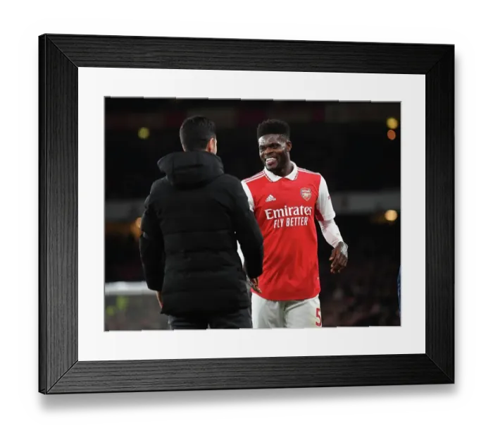 Framed Print : Mikel Arteta Consoles Emotional Thomas Partey After Substitution (Arsenal vs West Ham, 2022-23)