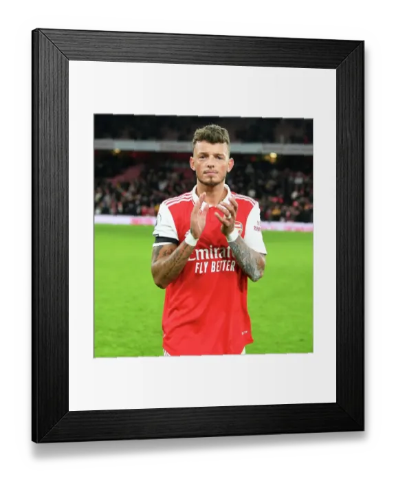 Framed Print : Arsenal's Ben White Post-Match: Arsenal FC vs West Ham United, Premier League 2022-23