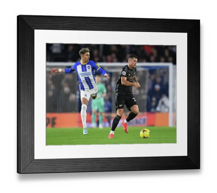 Framed Print : Granit Xhaka vs. Jeremy Sarmiento: Battle at the American Express Community Stadium - Brighton & Hove Albion vs. Arsenal FC, Premier League 2022-23 Framed Print : Granit Xhaka vs. Jeremy Sarmiento: Battle at the American Express Community Stadium - Brighton & Hove Albion vs. Arsenal FC, Premier League 2022-23