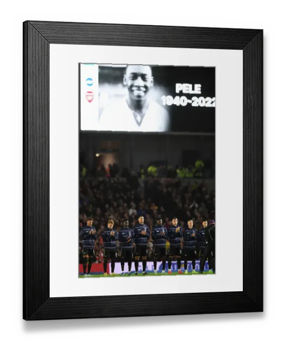 Framed Print : Arsenal Honors Legendary Footballer Pele: A Minutes Applause Tribute at Brighton