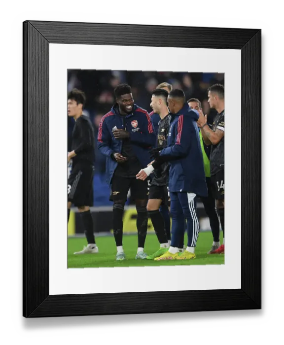 Framed Print : Thomas Partey Reacts after Arsenal's Win against Brighton & Hove Albion (Premier League 2022-23)