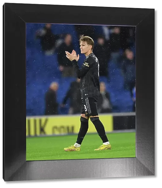 Arsenal's Martin Odegaard Celebrates with Fans after Brighton Victory - Premier League 2022-23