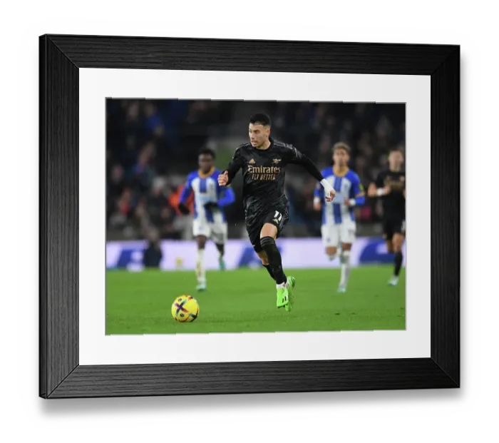 Framed Print : Gabriel Martinelli's Brilliant Performance: Arsenal's Star Forward Lights Up the Premier League Against Brighton (2022-23)